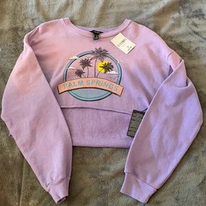 Purple cropped graphic crew neck